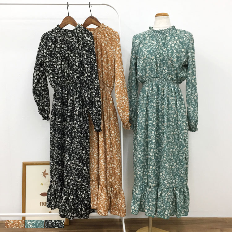 Floral Pattern Long One Piece Dress Import Japanese Products At Wholesale Prices Super Delivery