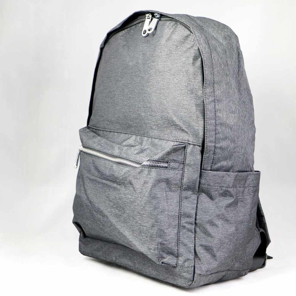 black backpack with silver zippers