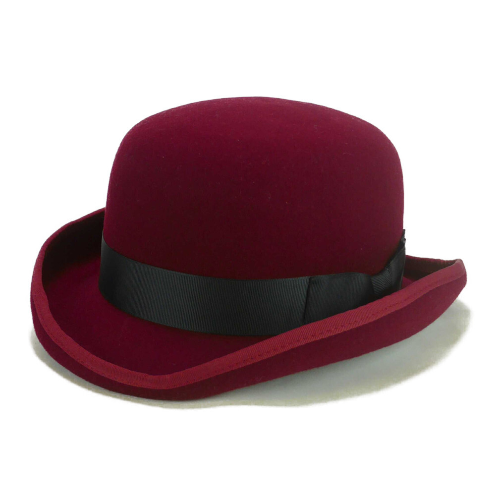 maroon bowler hat